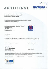 德國AGRO 獨立筒彈簧認證